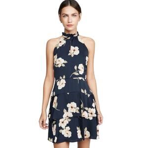 BB Dakota Gardenia Party Mini Halter Dress in Navy Floral Size 8